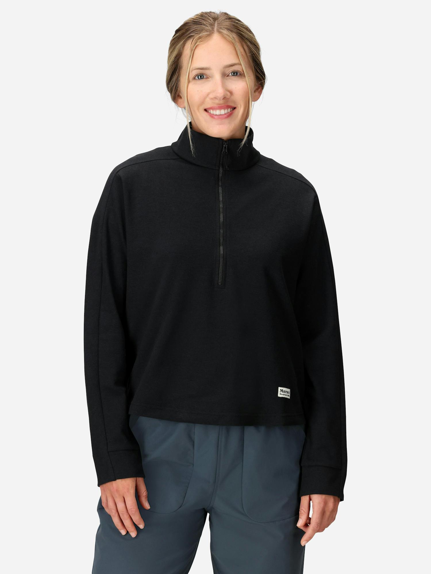Marmot Women's Redwood Half-Zip (Fall 2025) Shirt in Black | Cotton