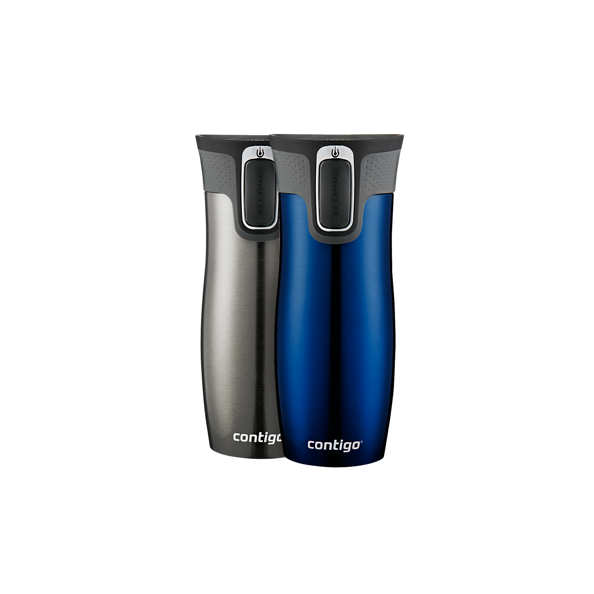 Contigo® West Loop 2.0 Stainless Steel Travel Mug with AUTOSEAL® Lid | 16oz | 2-Pack | Monaco & Stainless Steel | Cup Holder