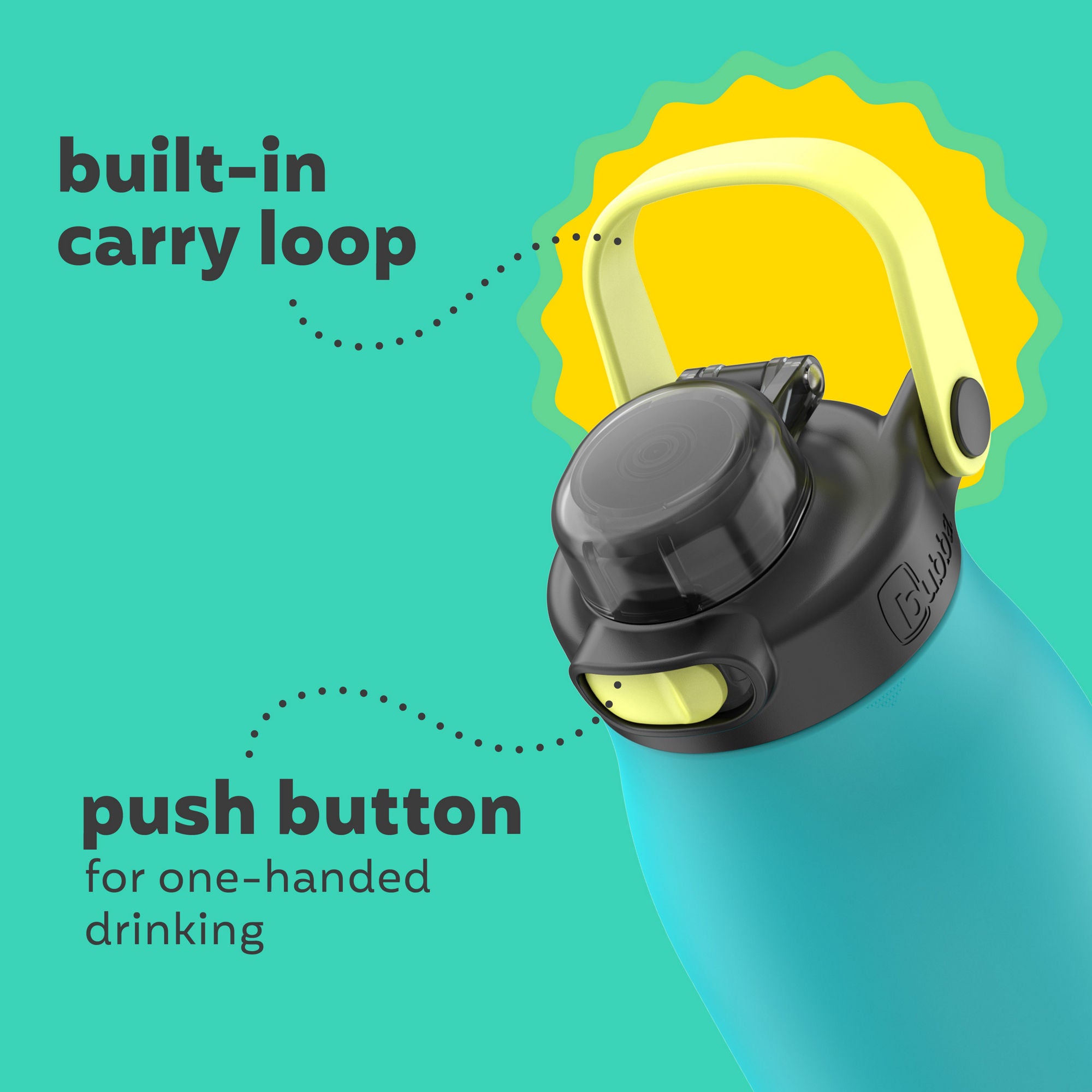 bubba Radiant Stainless Steel Water Bottle with Push-Button Chug Lid | 32oz | Scuba
