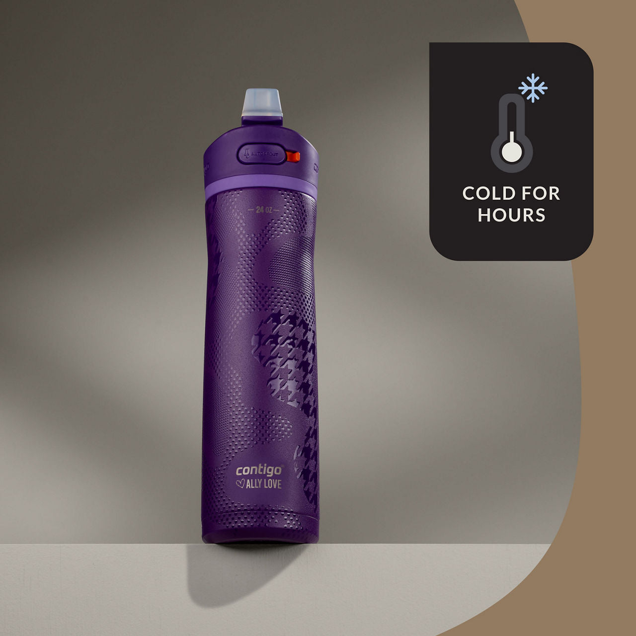 Contigo® x Ally Love Ashland Chill 2.0 Stainless Steel Water Bottle with AUTOSPOUT® Lid | 24oz | Violet | Cup Holder