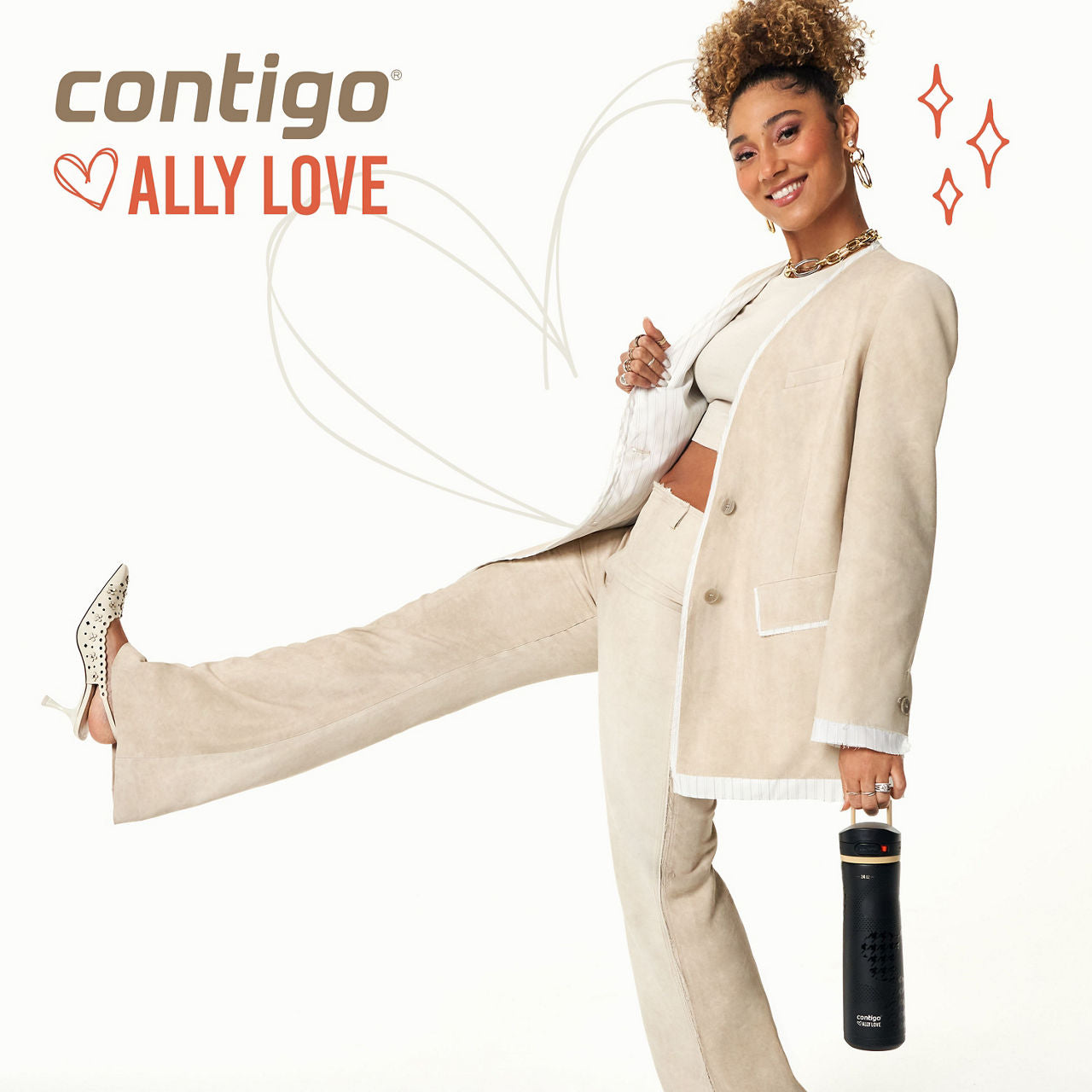 Contigo® x Ally Love Jackson Chill 2.0 Stainless Steel Water Bottle with AUTOPOP® Lid | 24oz | Violet | Cup Holder