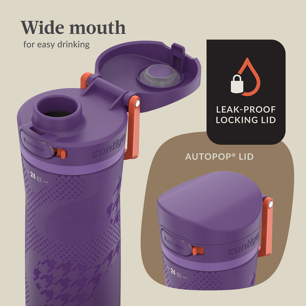 Contigo® x Ally Love Jackson Chill 2.0 Stainless Steel Water Bottle with AUTOPOP® Lid | 24oz | Violet | Cup Holder