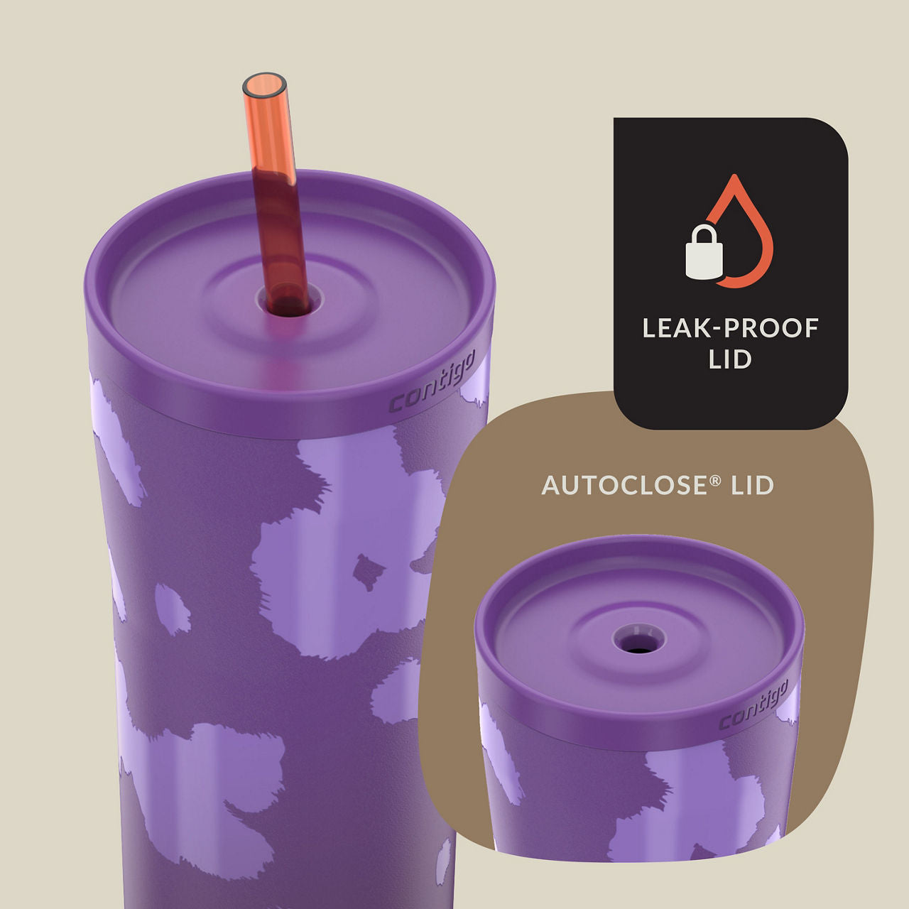 Contigo® x Ally Love Streeterville 2.0 Stainless Steel Tumbler with Straw | 24oz | Violet