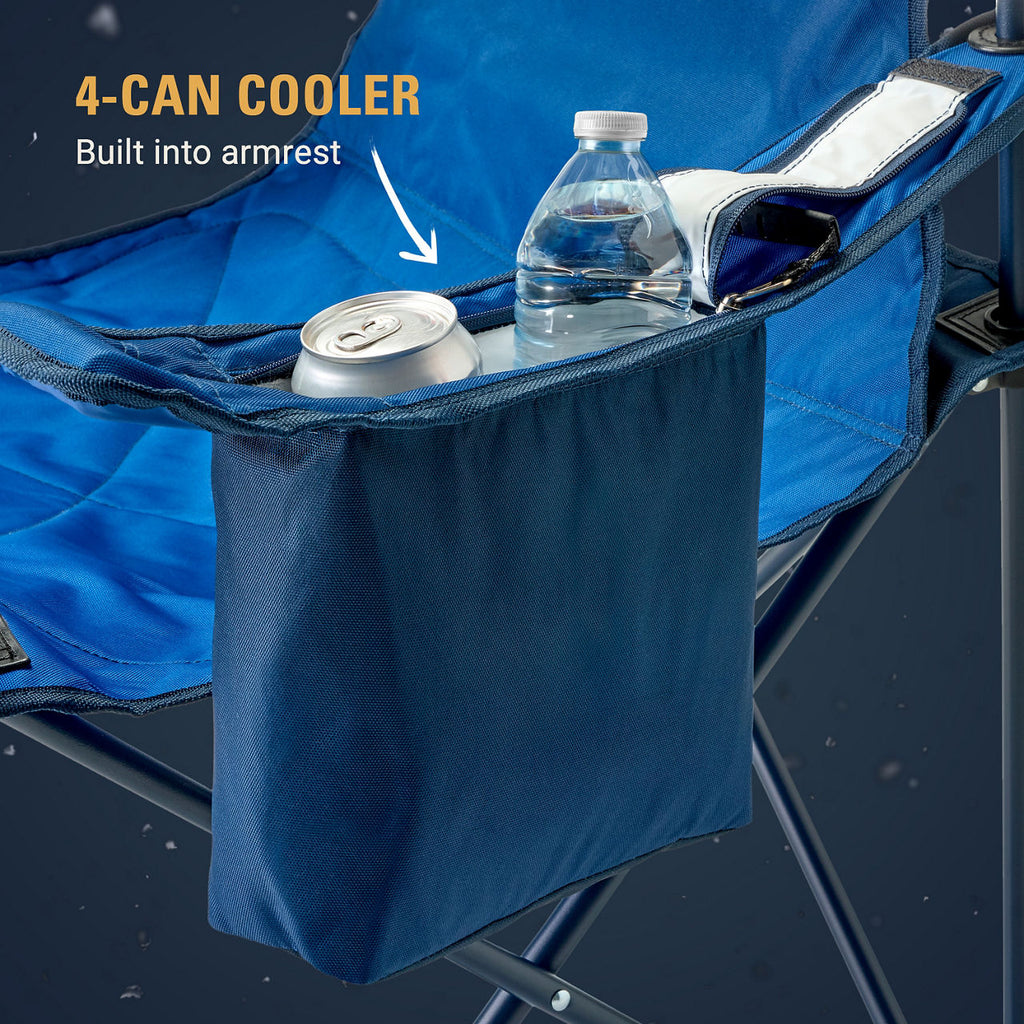 Coleman Stranger Things™ Quad Chair with Cooler | Blue Stripe | Cup Holder | Adjustable Arm Heights