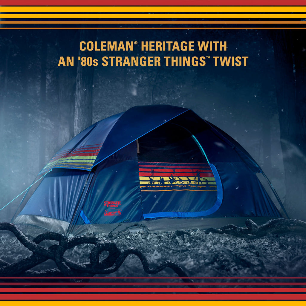 Coleman Stranger Things™ 4-Person Dome Tent | 9 x 7'with 4'11" center height | Blue Stripe