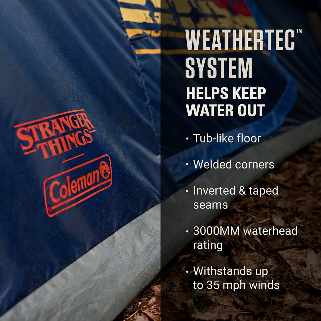 Coleman Stranger Things™ 4-Person Dome Tent | 9 x 7'with 4'11" center height | Blue Stripe