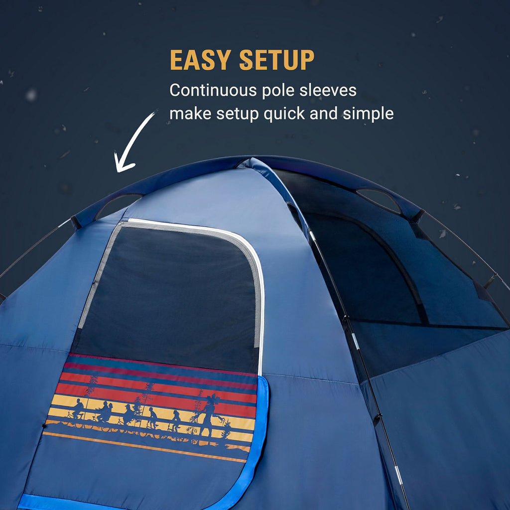 Coleman Stranger Things™ 4-Person Dome Tent | 9 x 7'with 4'11" center height | Blue Stripe