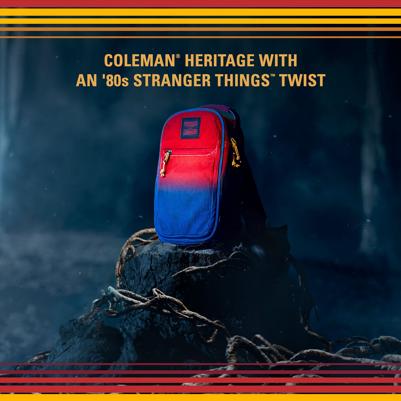 Coleman Stranger Things 6-Can Convertible Soft-Sided Cross-Body Sling Cooler | Red Fade