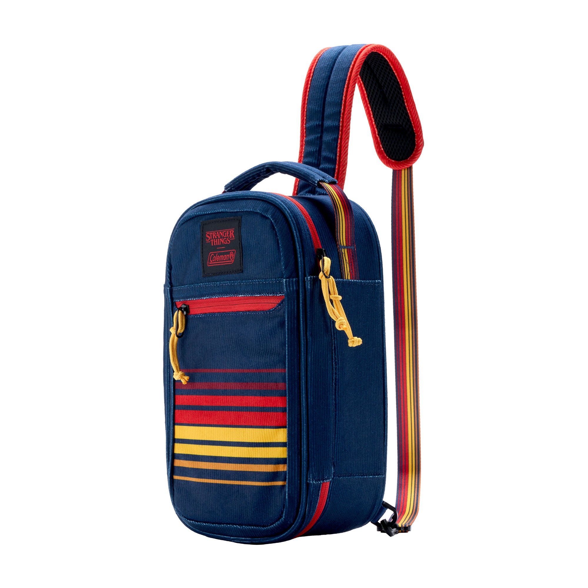 Coleman Stranger Things 6-Can Convertible Soft-Sided Cross-Body Sling Cooler | Navy Stripe