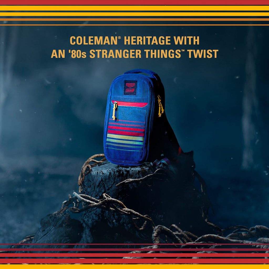 Coleman Stranger Things 6-Can Convertible Soft-Sided Cross-Body Sling Cooler | Navy Stripe
