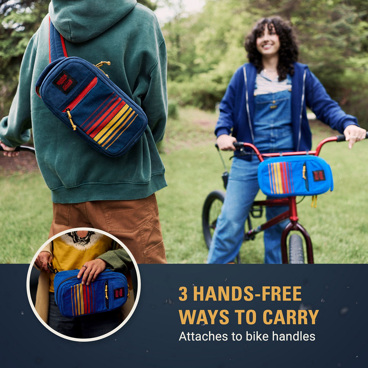 Coleman Stranger Things 6-Can Convertible Soft-Sided Cross-Body Sling Cooler | Navy Stripe