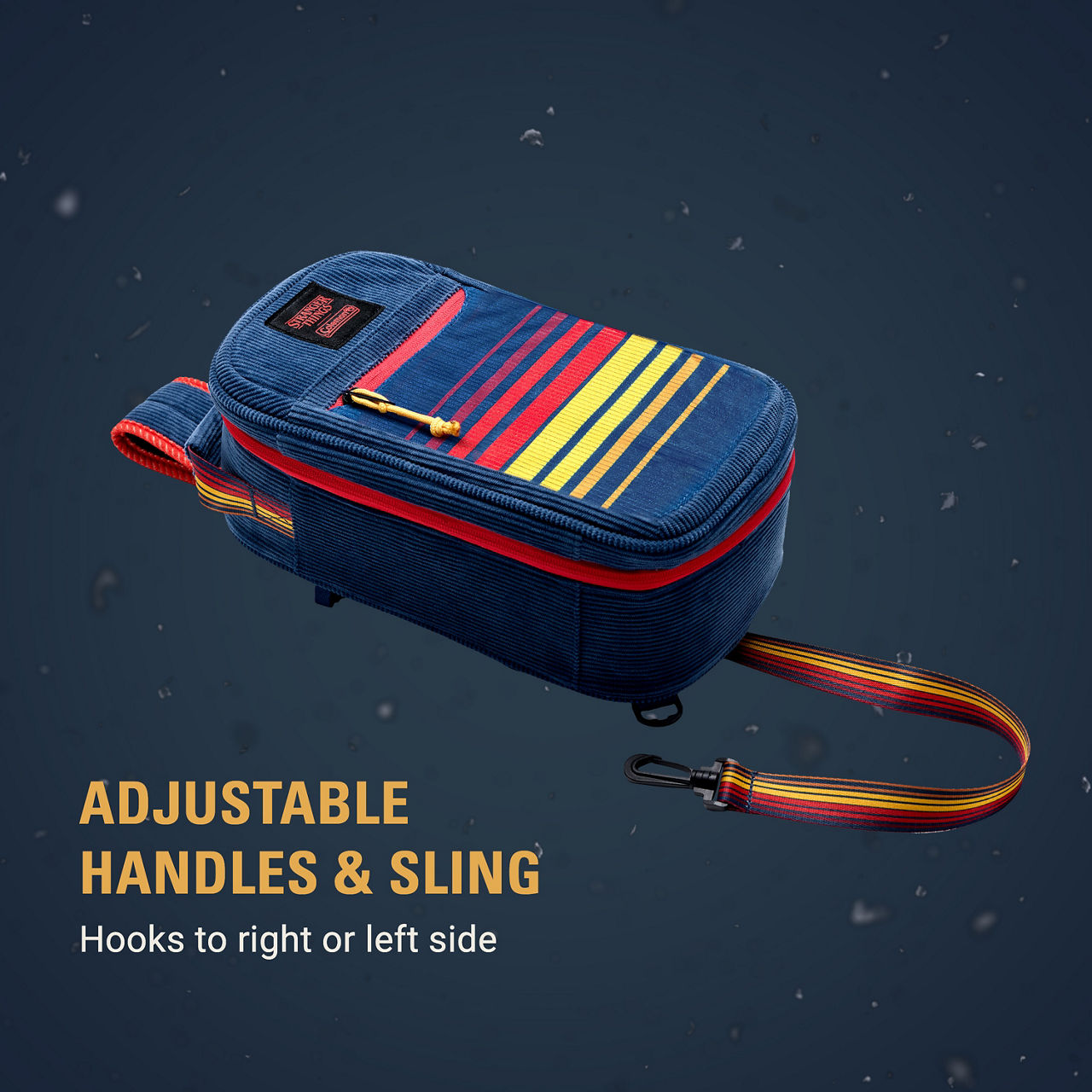 Coleman Stranger Things 6-Can Convertible Soft-Sided Cross-Body Sling Cooler | Navy Stripe