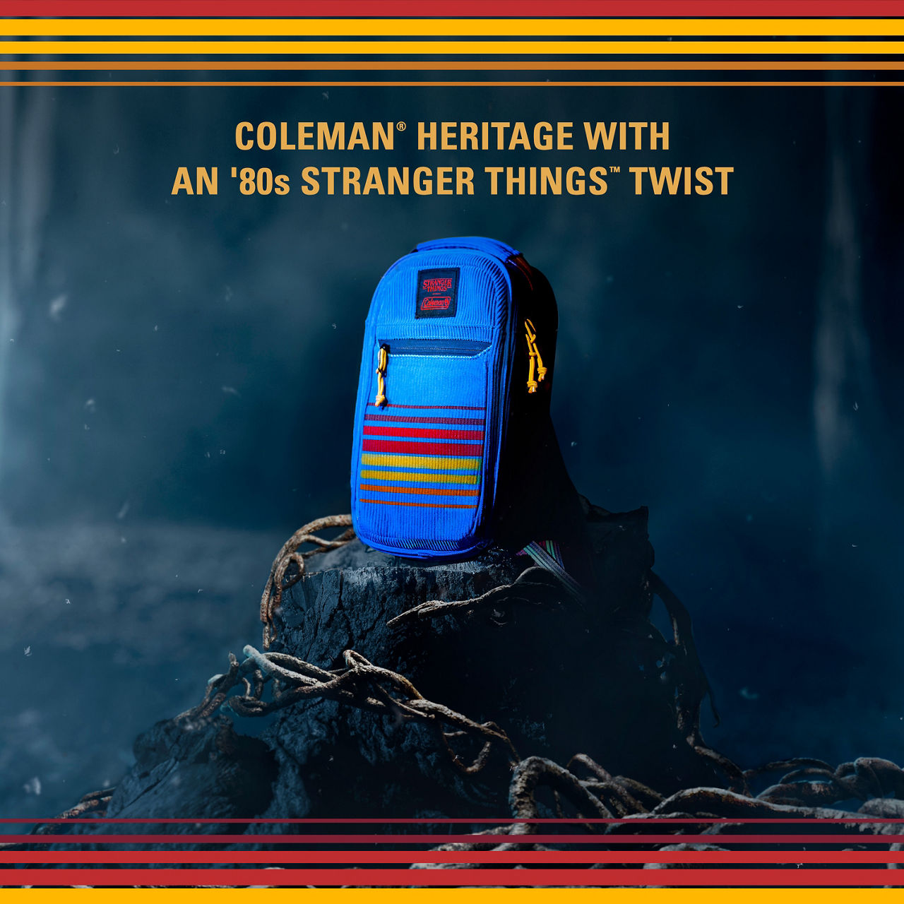 Coleman Stranger Things™ 6-Can Convertible Soft-Sided Cross-Body Cooler Sling | Blue Stripe