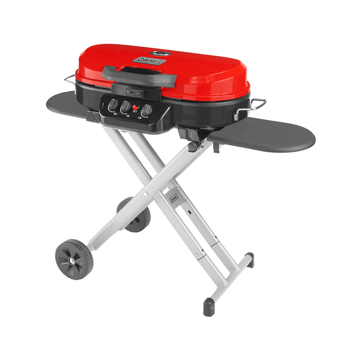 Coleman RoadTrip® 225 Portable Stand-Up Propane Grill | Deep Red | Push-Button Ignition