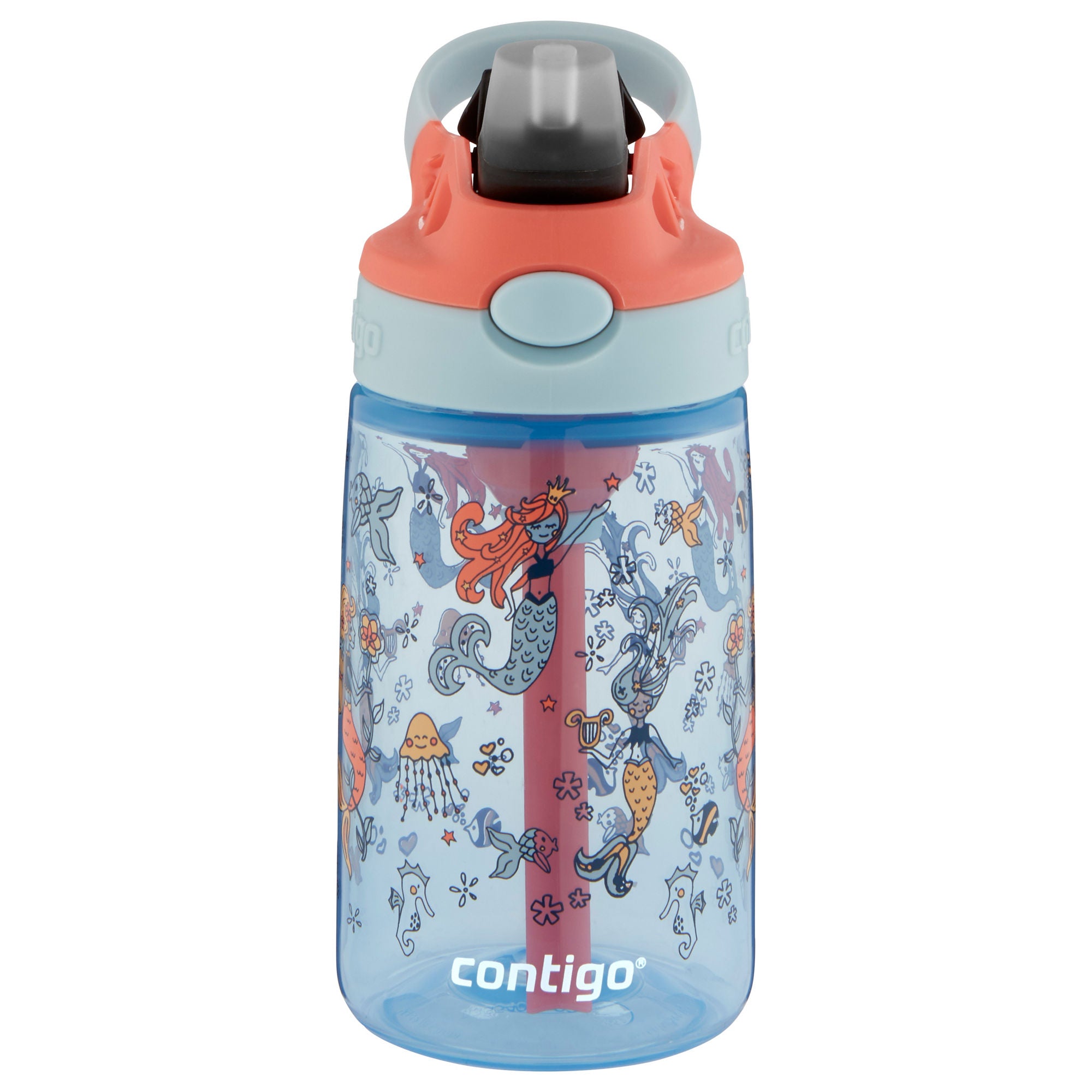 Contigo® Kids Straw Water Bottle with AUTOSPOUT® Lid | 14oz | Mermaids