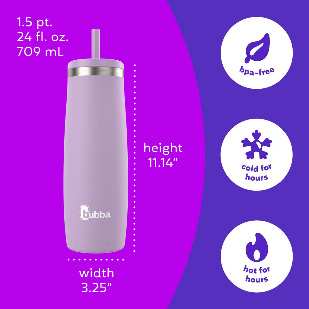 bubba Radiant Stainless Steel Tumbler With Straw | 24oz | Lilac Dream