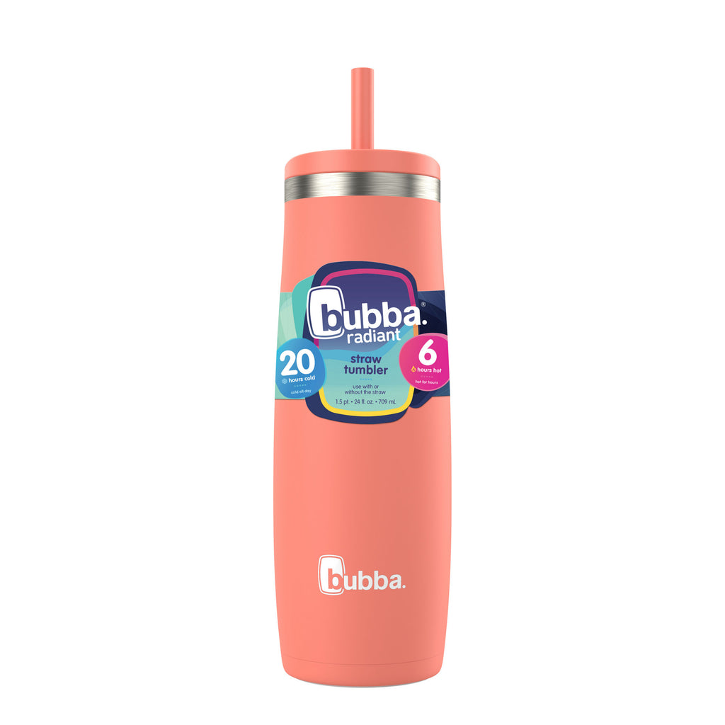 bubba Radiant Stainless Steel Tumbler With Straw | 24oz | Coral