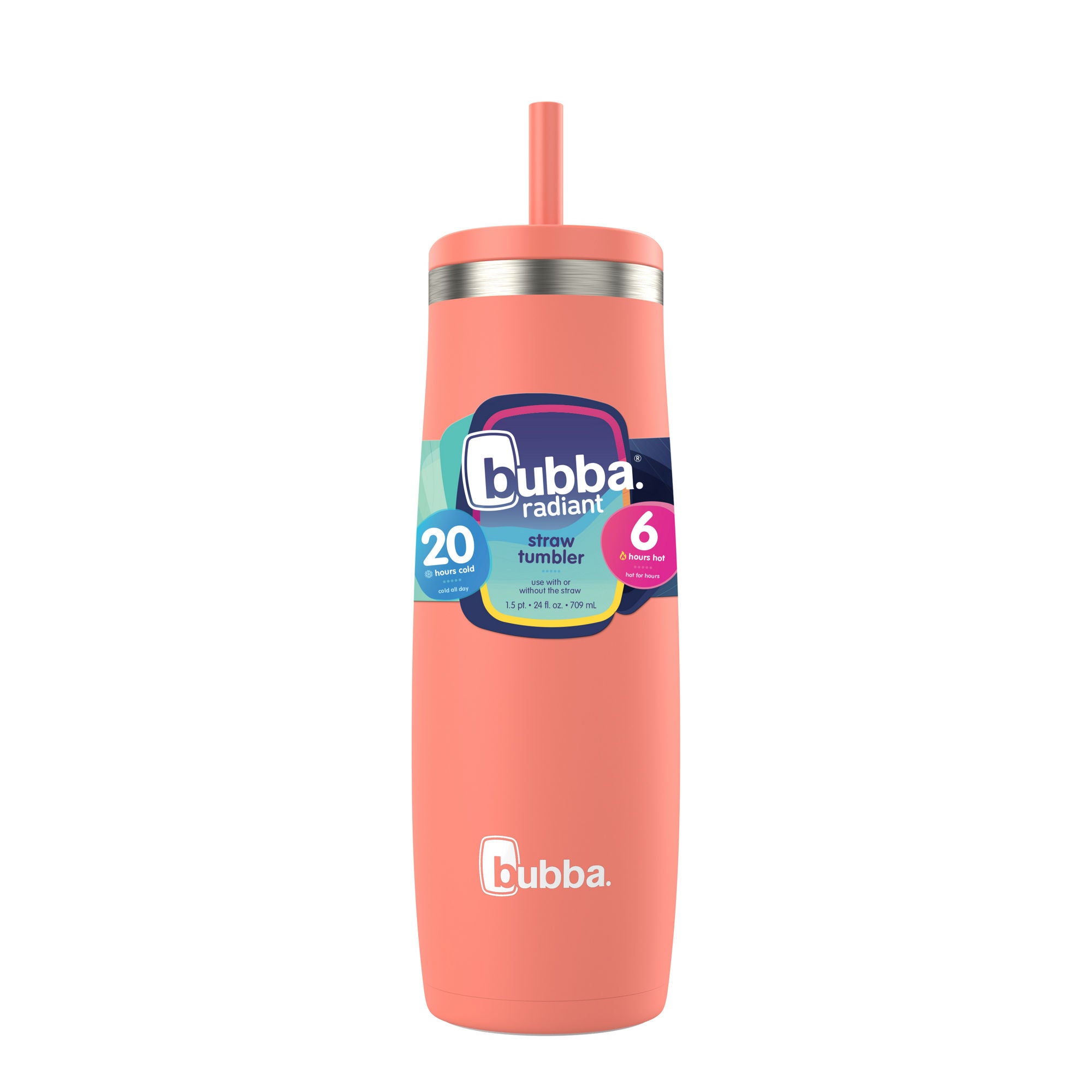 bubba Radiant Stainless Steel Tumbler With Straw | 24oz | Coral