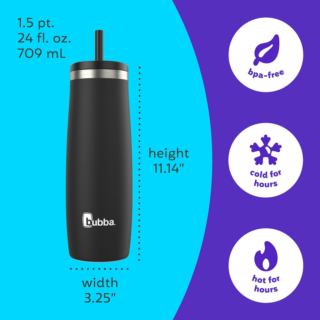 bubba Radiant Stainless Steel Tumbler With Straw | 24oz | Licorice
