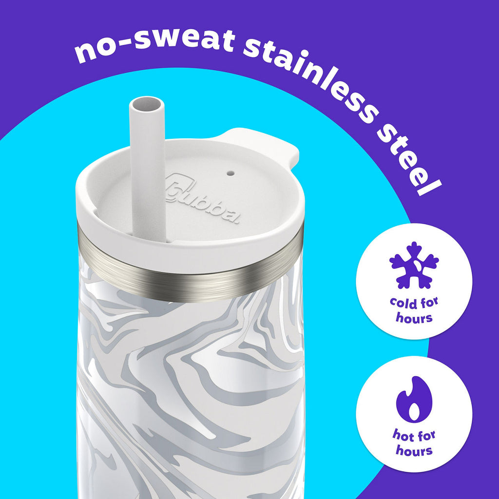 bubba Radiant Stainless Steel Tumbler With Straw | 24oz | Light Stone Marble