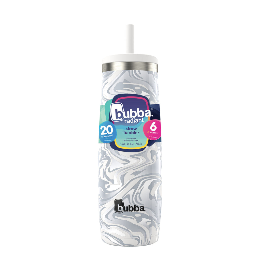 bubba Radiant Stainless Steel Tumbler With Straw | 24oz | Light Stone Marble