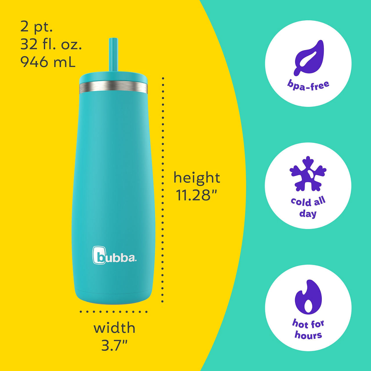 bubba Radiant Stainless Steel Tumbler With Straw | 32oz | Scuba