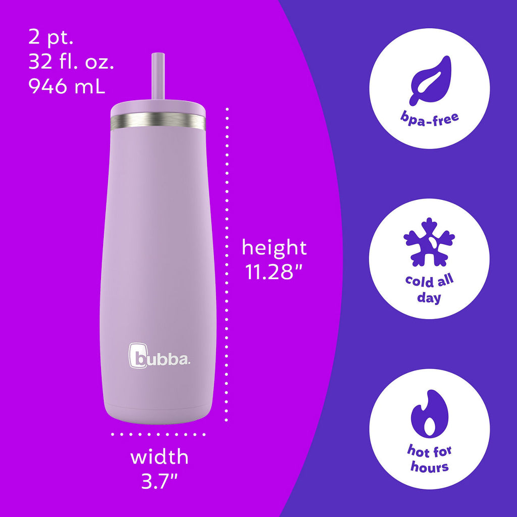 bubba Radiant Stainless Steel Tumbler With Straw | 32oz | Lilac Dream