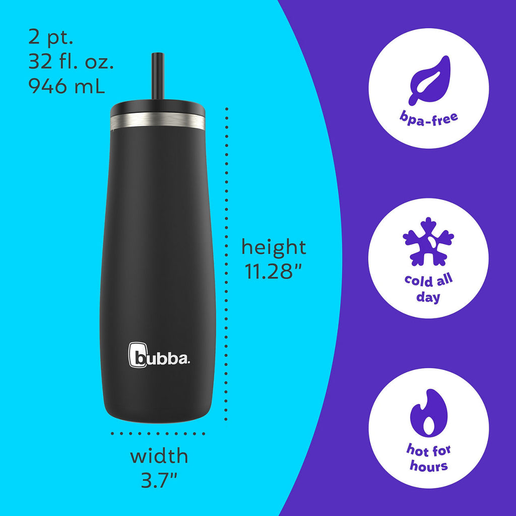 bubba Radiant Stainless Steel Tumbler With Straw | 32oz | Licorice