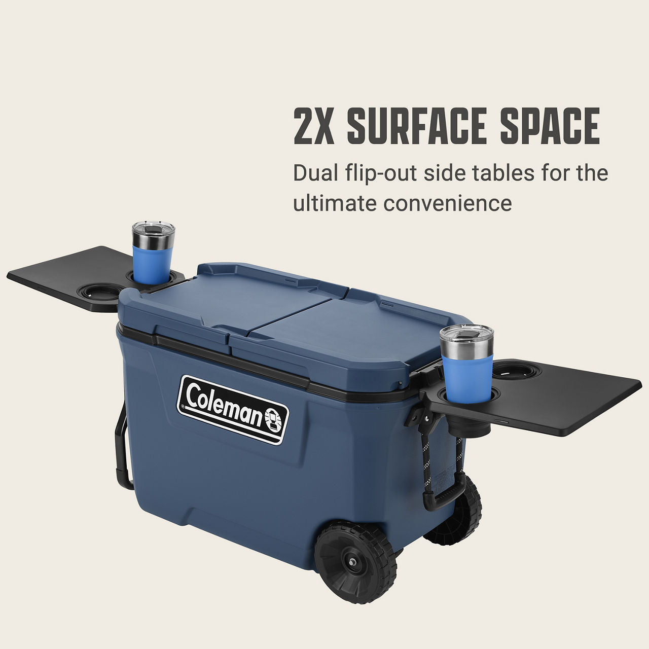 Coleman Flex 'N Go™ 62-Quart Wheeled Cooler | Sapphire | Cup Holder | Supports Up To 250 lbs