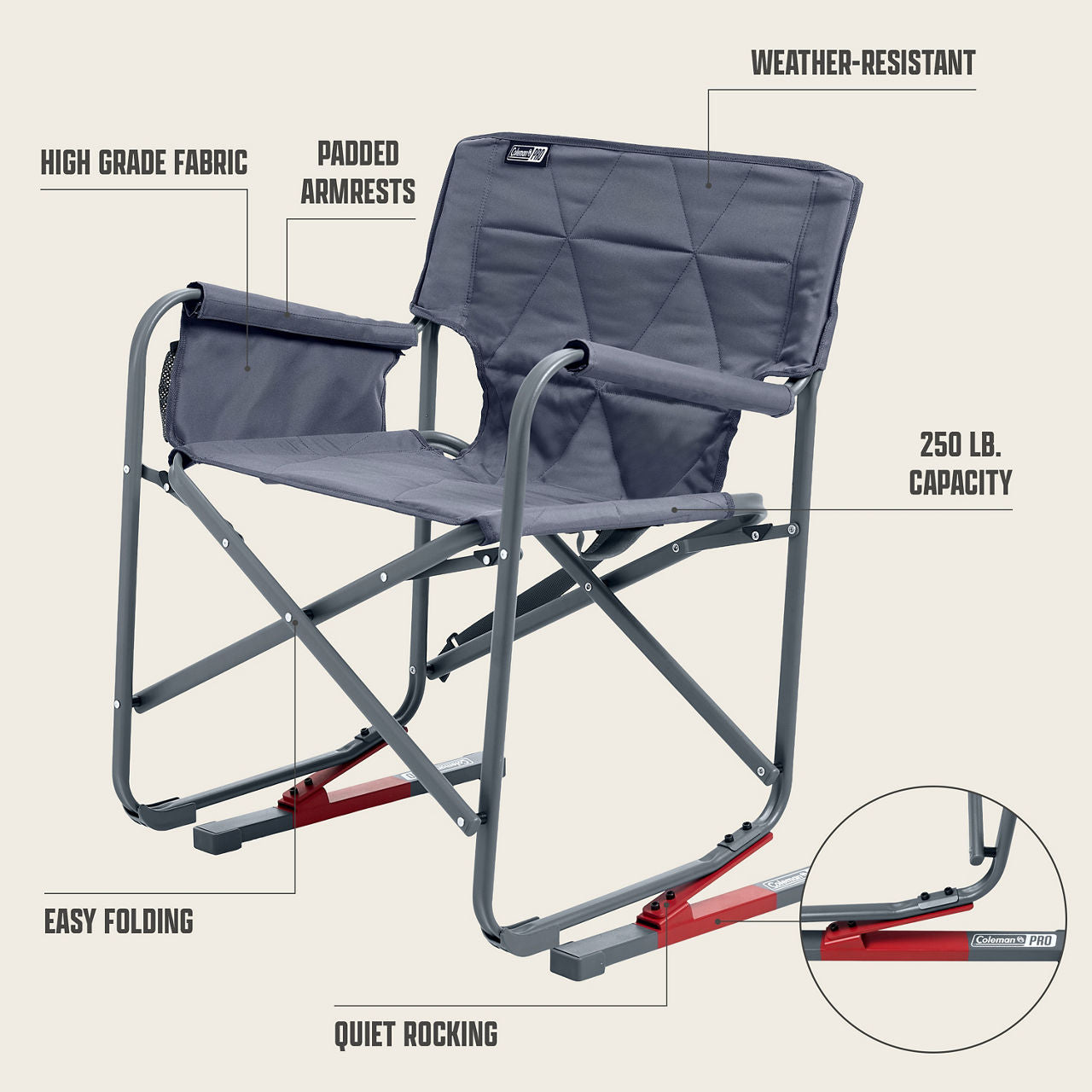 Coleman® Pro Rocker Chair | Mussel | Supports Up To 250 lbs