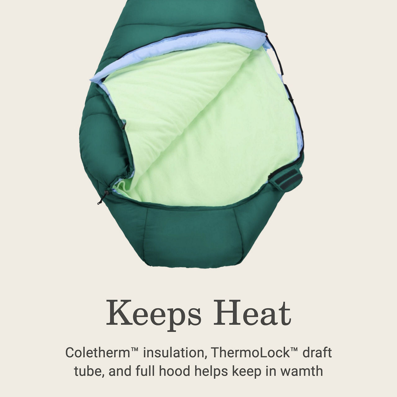 Coleman Cozy 30°F Sleeping Bag With Integrated Liner | Green