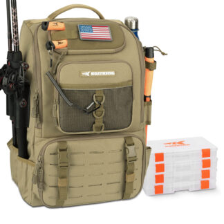KastKing KarryAll Tackle Backpack with Rod Holders 4 Tackle Boxes
