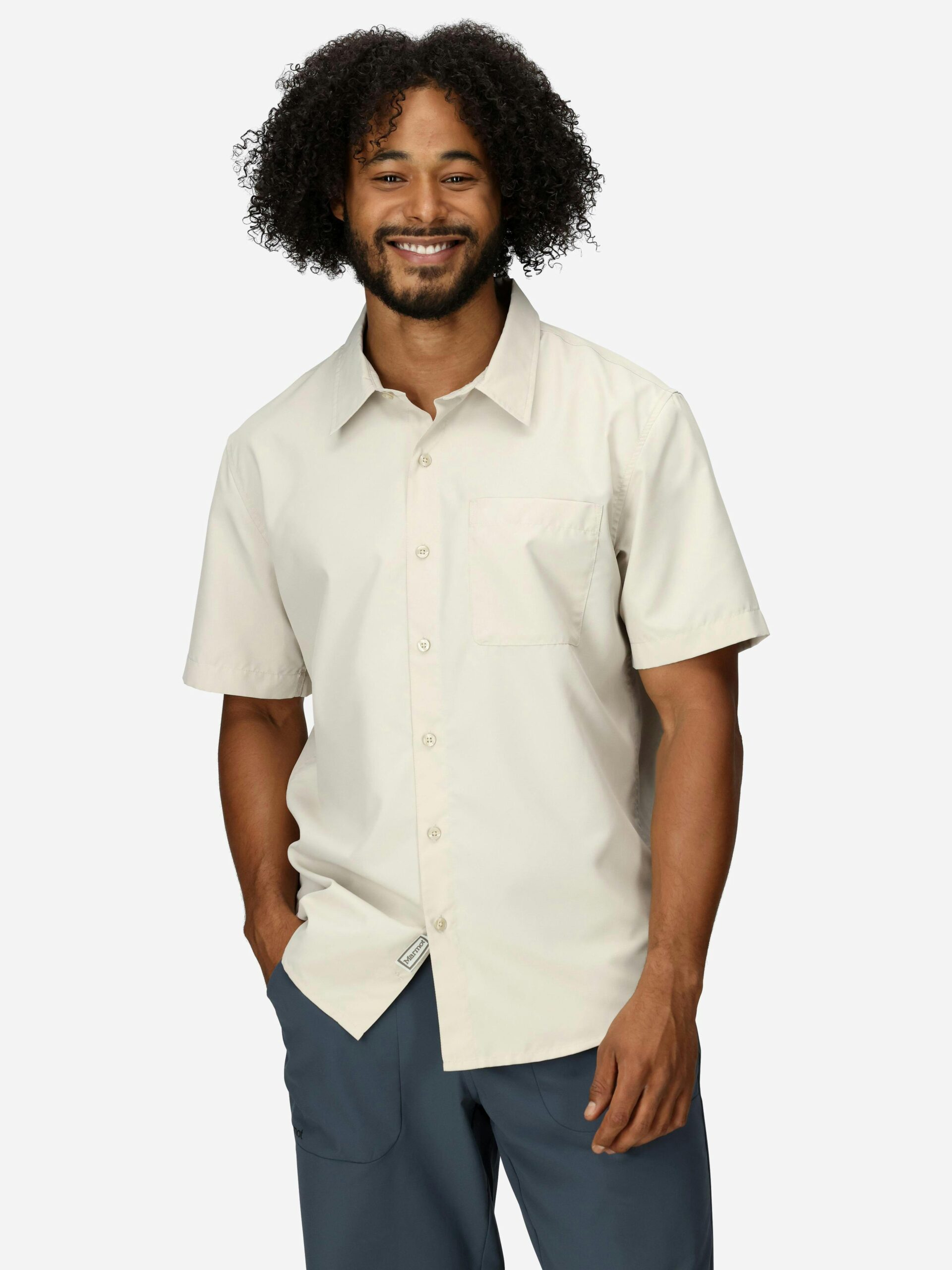 Marmot Men's AirExchange UPF 40 Short-Sleeve Collared Shirt (Fall 2025) in Birch Bark - Image 2