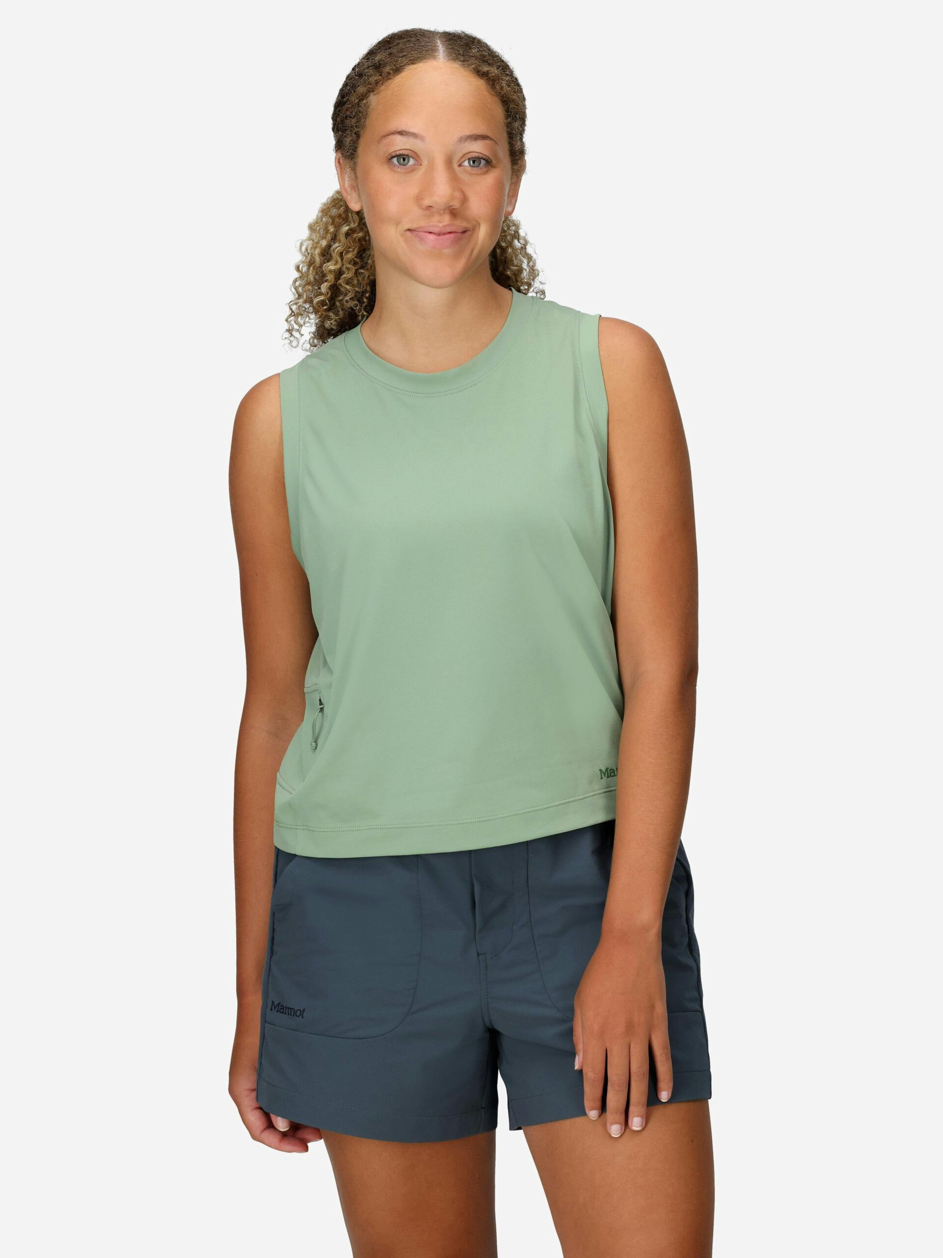 Marmot Women's AirExchange UPF 50 High-Neck Tank (Fall 2025) in Agate Green - Image 2