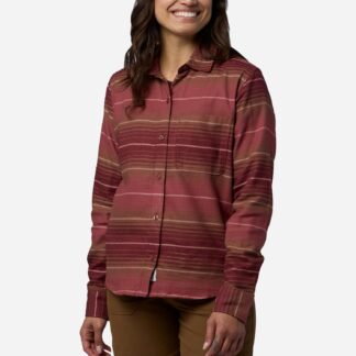 Marmot Women's Rush Creek Lightweight Flannel Long-Sleeve Shirt in Praline Stripe | Cotton