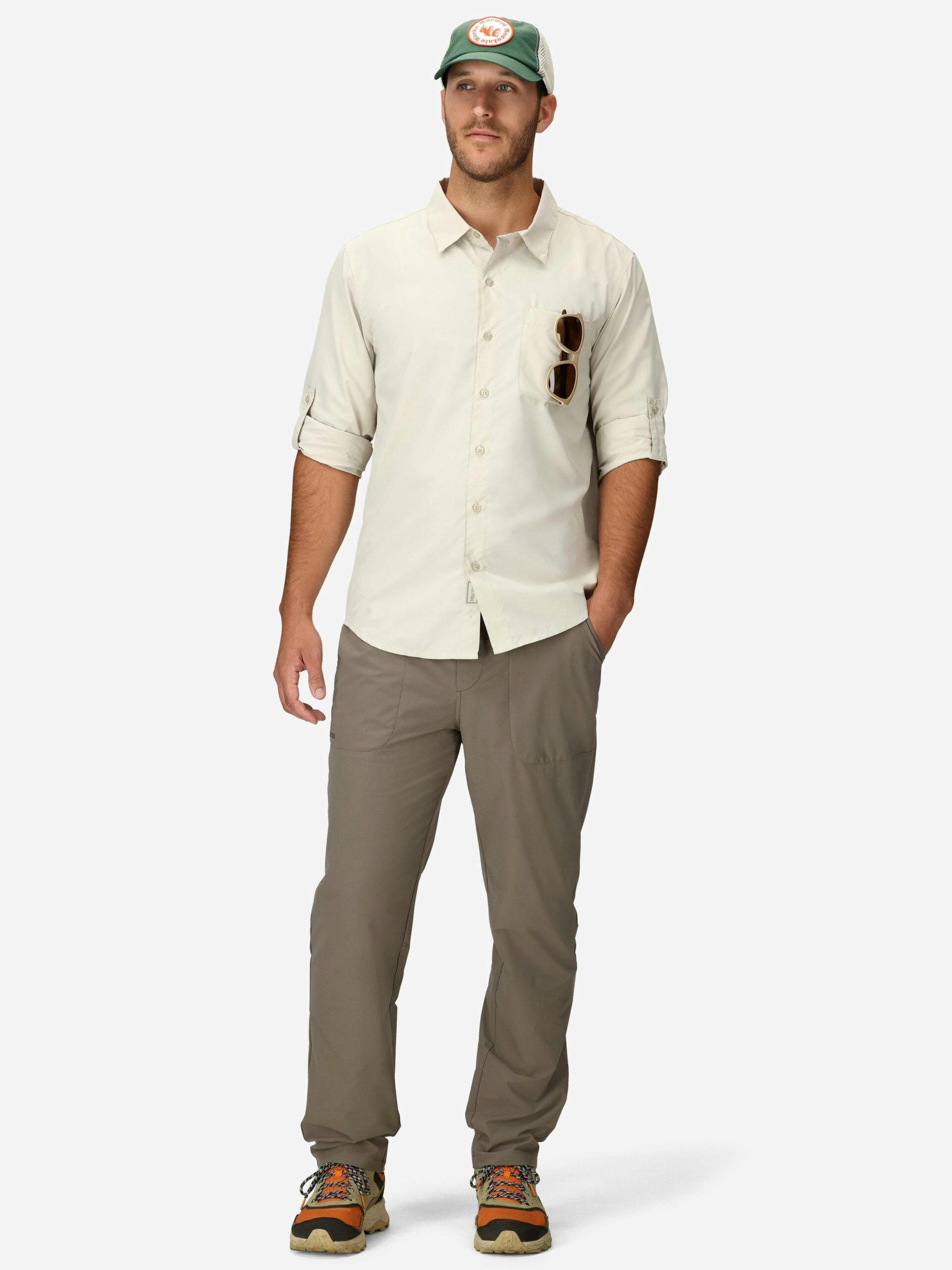 Marmot Men's AirExchange UPF 40 Long-Sleeve Collared Shirt in Birch Bark | Down - Image 4