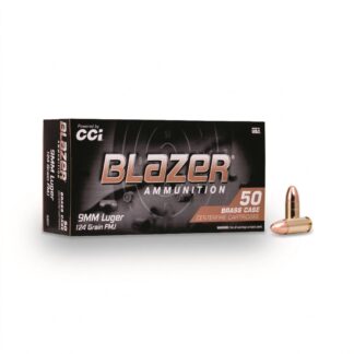 CCI Blazer Brass, 9mm, FMJ-RN, 124 Grain, 50 Rounds