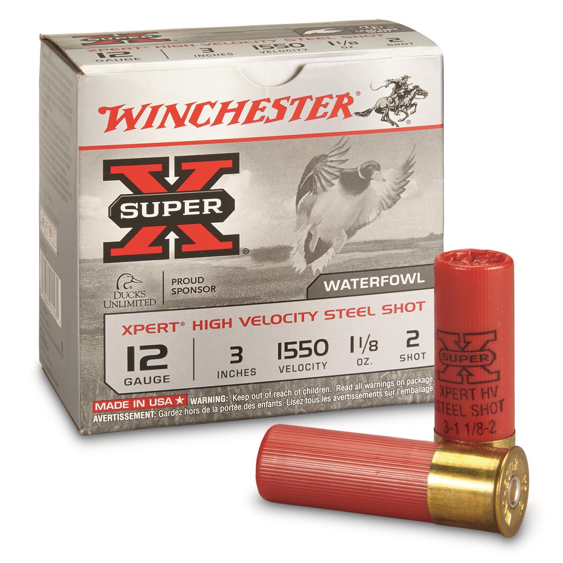 Winchester Super-X Xpert High-Velocity Steel Waterfowl, 12 Gauge, 3", 1 1/8 oz., 25 Rounds