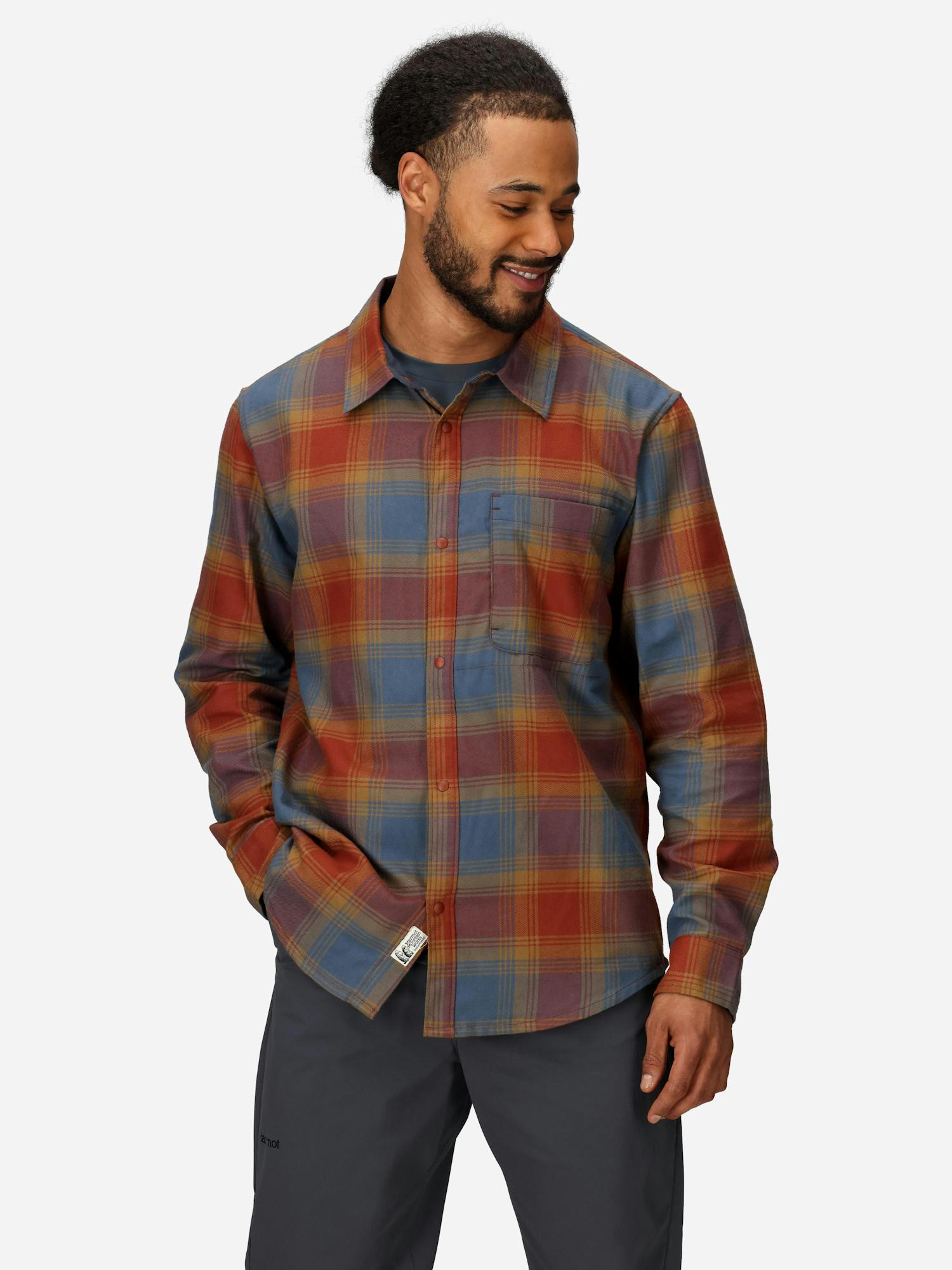 Marmot Men’s Stonepeak Lightweight Performance Long- Sleeve Flannel Shirt (Fall 2025) in Pecan