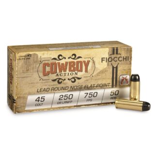 Fiocchi Cowboy Action, .45 Colt, LRNFP, 250 Grain, 50 Rounds