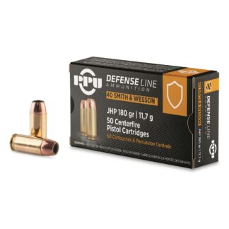 PPU Defensive Line, .40 S&W, JHP, 180 Grain, 50 Rounds