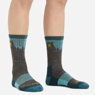 Marmot Darn Tough Women's Bear Town Micro Crew Lightweight Hiking Socks in Darn Tough Aqua | Merino Wool