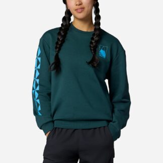 Marmot Women's Mountain Geo Crewneck Sweatshirt in Water Cave | Recycled Cotton