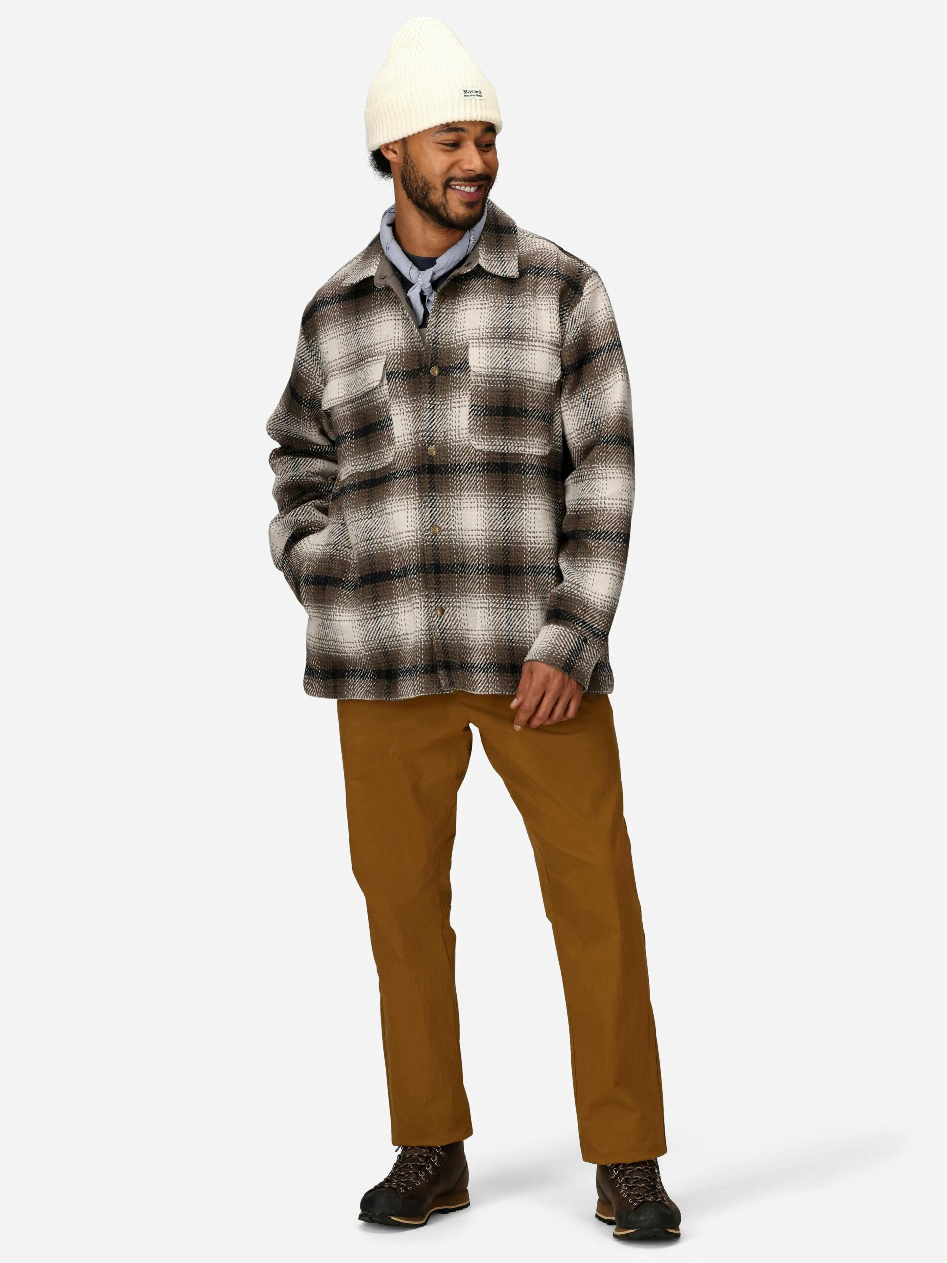 Marmot Men’s Open Weave Heavyweight Flannel Overshirt (Fall 2025) in Birch Bark | Cotton - Image 4