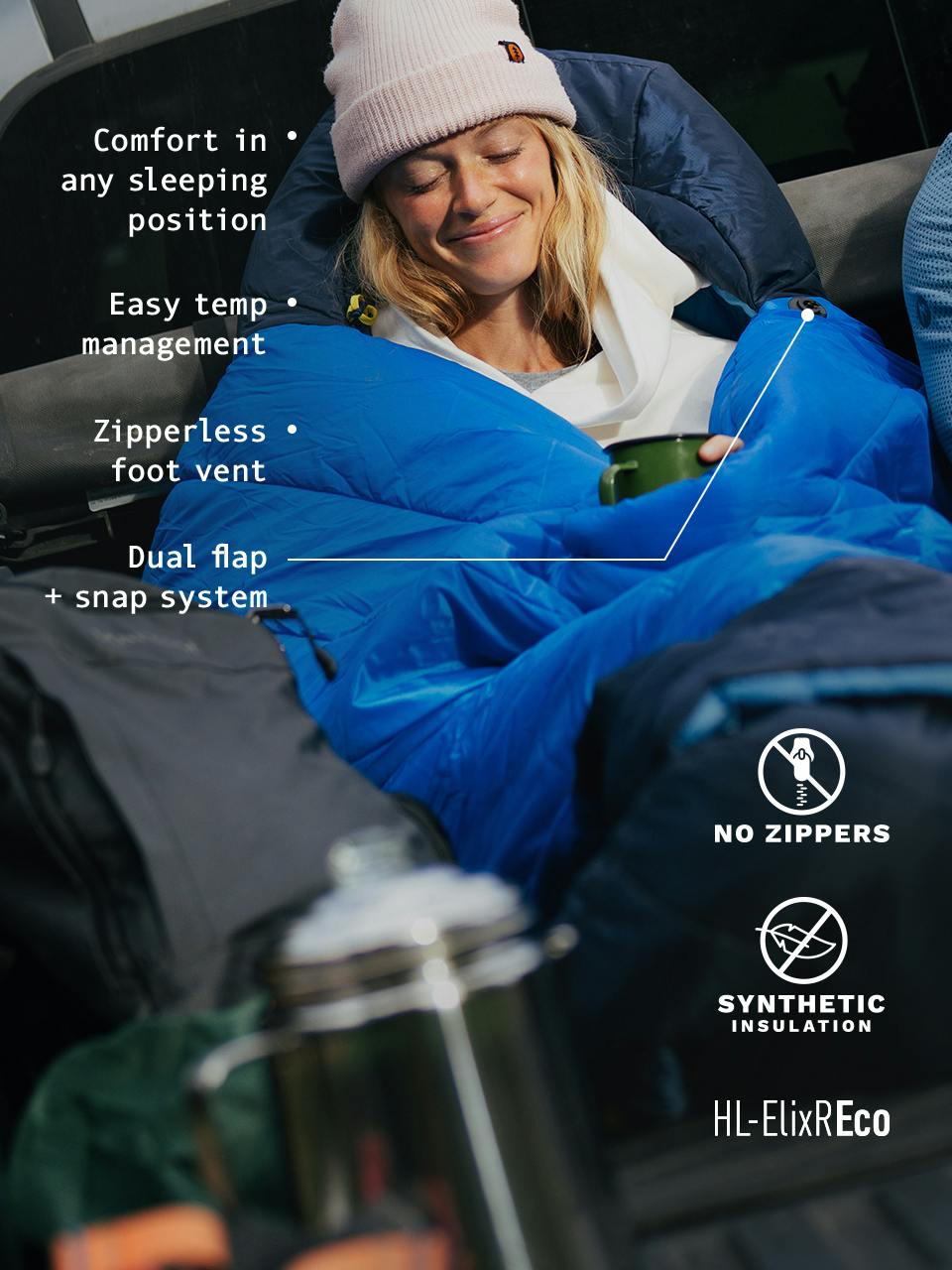 Marmot Wraptor Synthetic 20° Long Sleeping Bag in Dark Indigo/Bleu D'Azure - Image 3