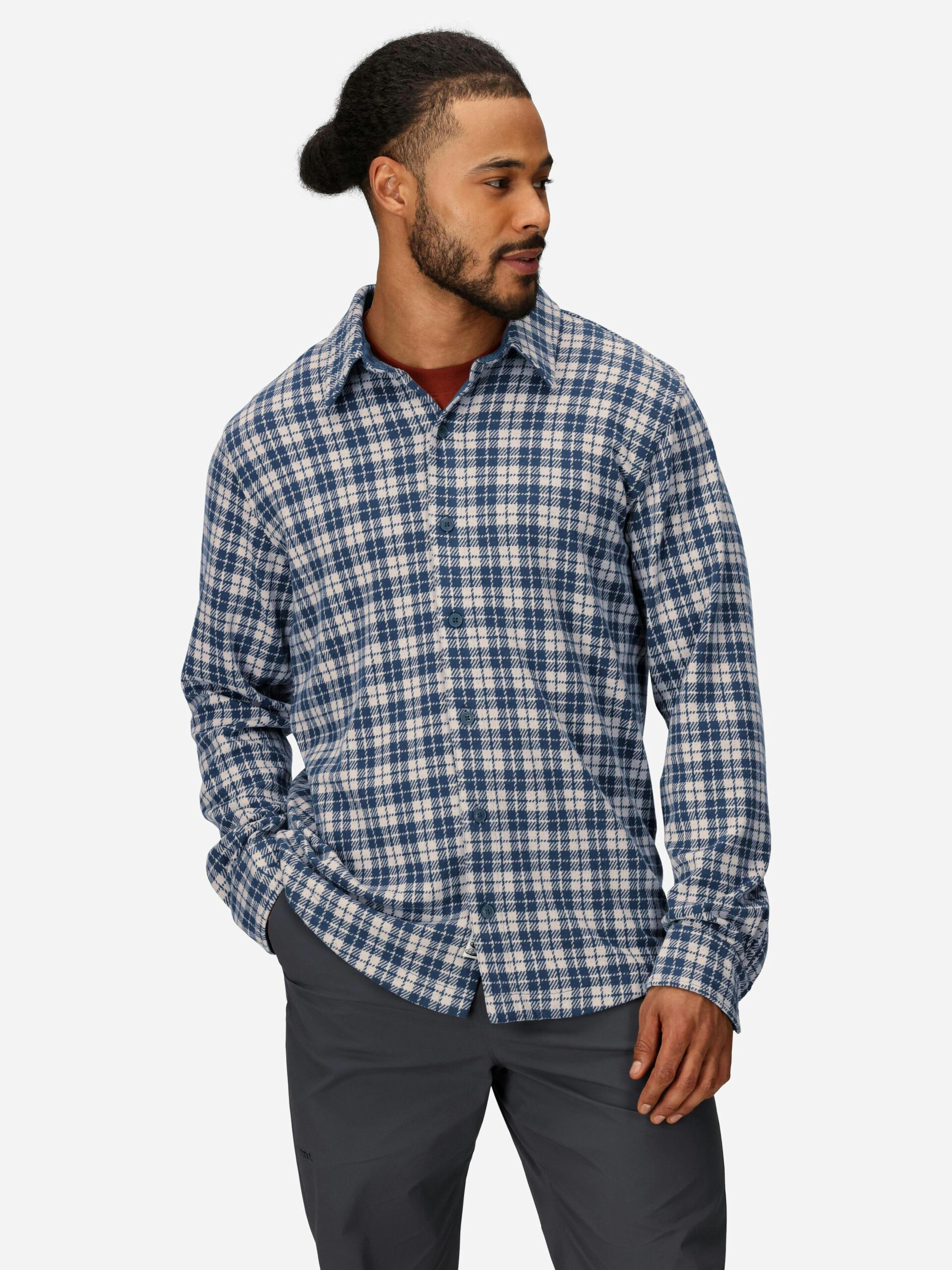 Marmot Men's Alpine Haven Soft Stretch Knit Flannel Long-Sleeve Shirt (Fall 2025) in Thunderhead - Image 2