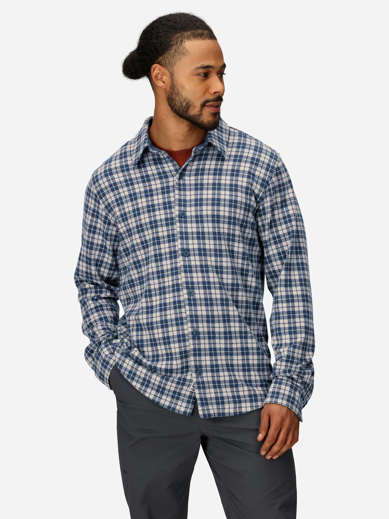 Marmot Men's Alpine Haven Soft Stretch Knit Flannel Long-Sleeve Shirt (Fall 2025) in Thunderhead