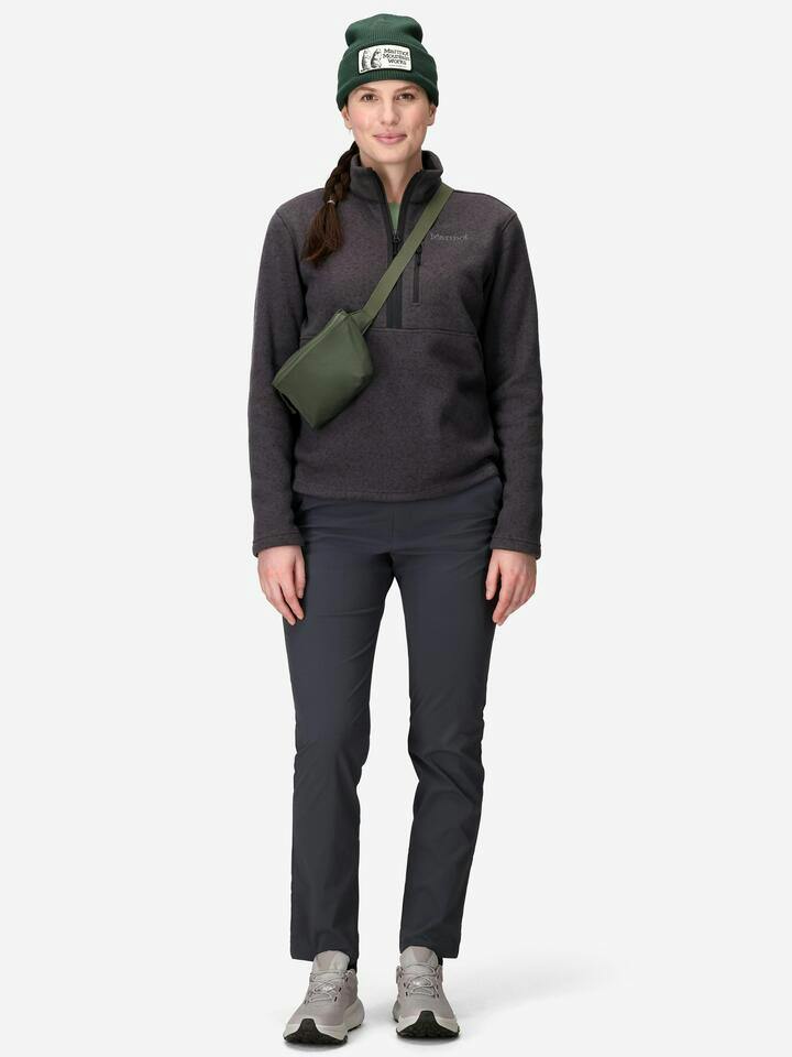 Marmot Women's Drop Line Sweater Fleece Half-Zip Jacket in Black Heather - Image 4