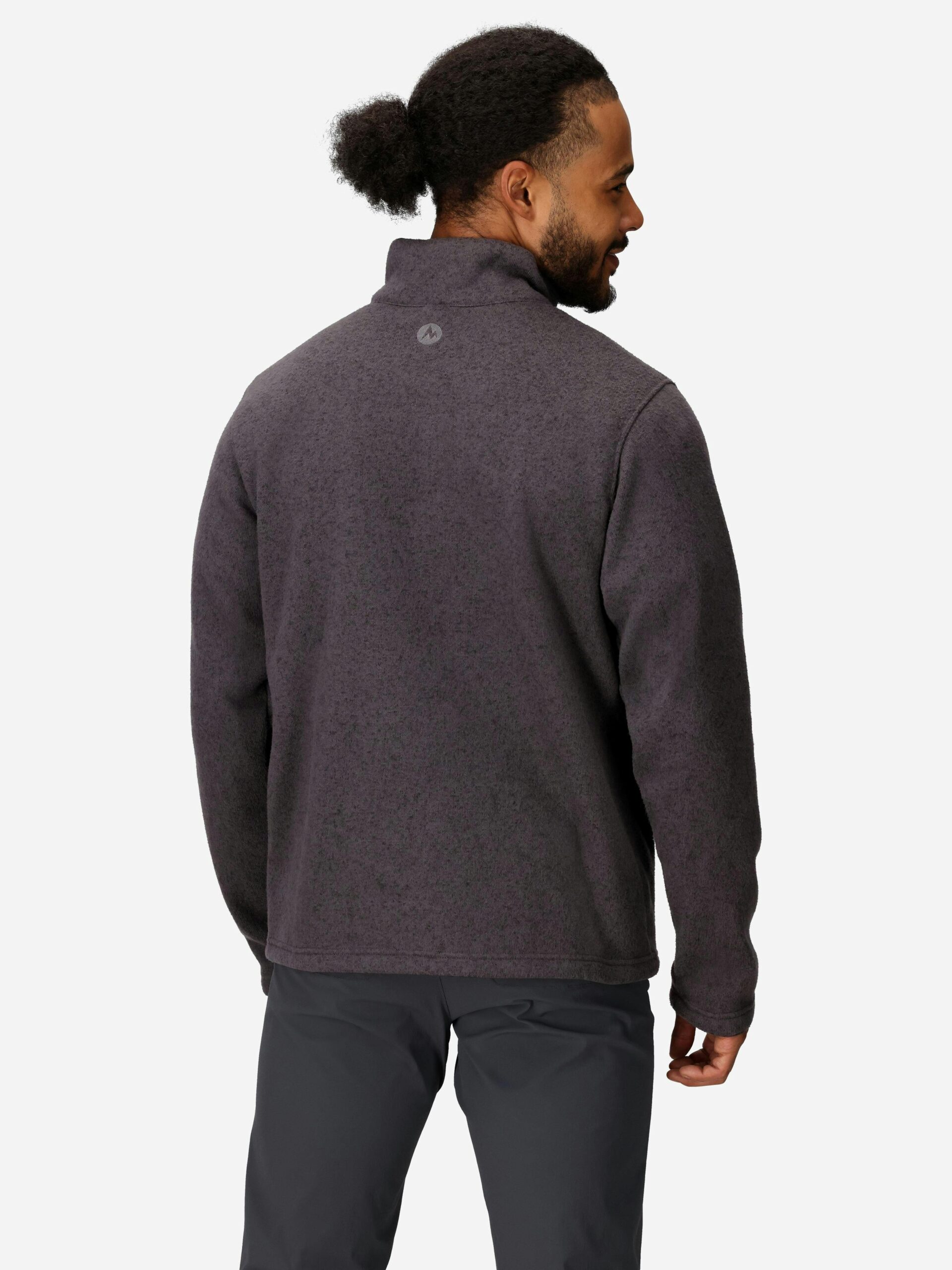 Marmot Men's Drop Line Sweater Fleece Half-Zip Jacket in Black Heather - Image 3