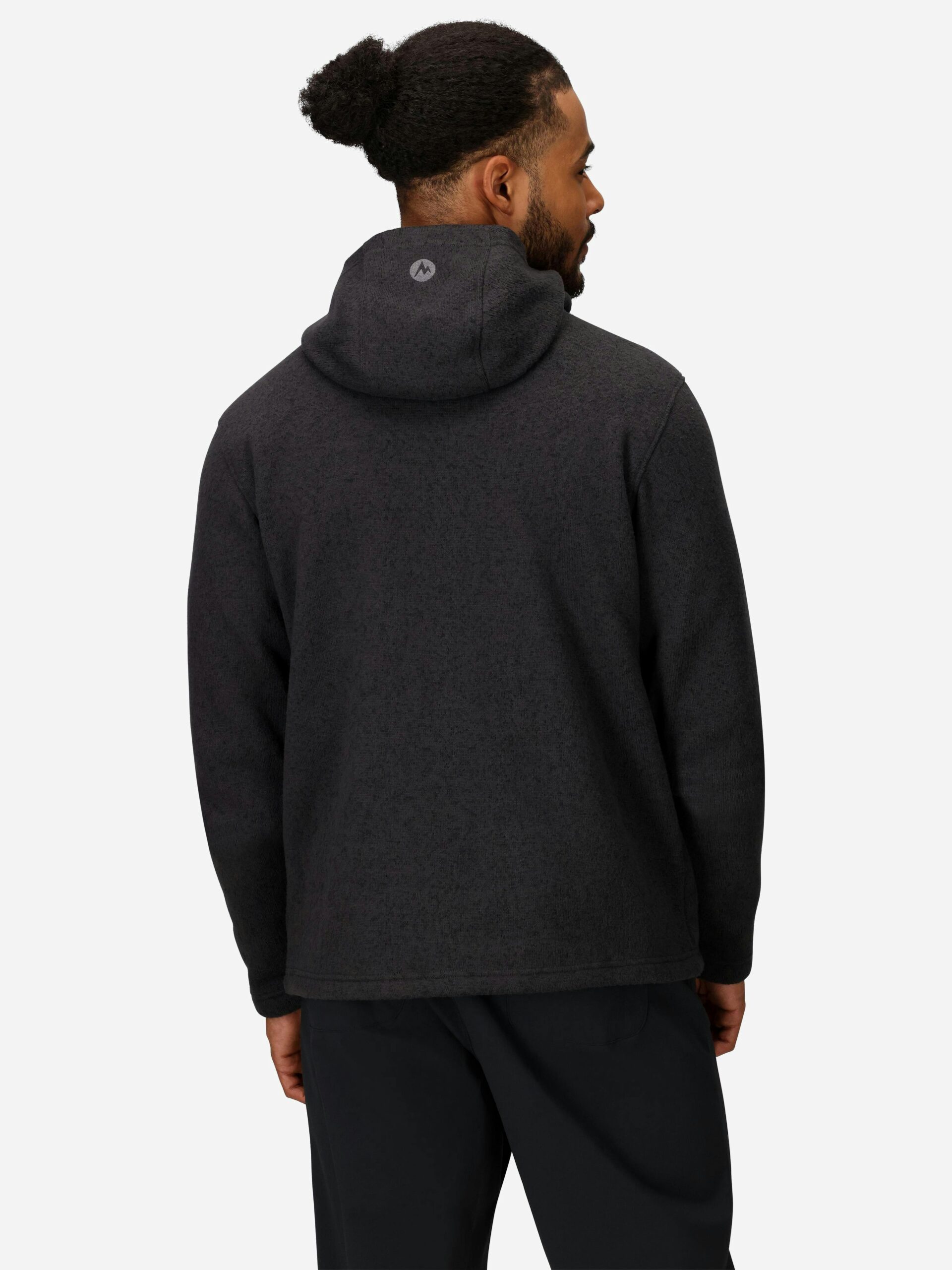 Marmot Men’s Drop Line Sweater Fleece Full-Zip Hoody in Black Heather - Image 3